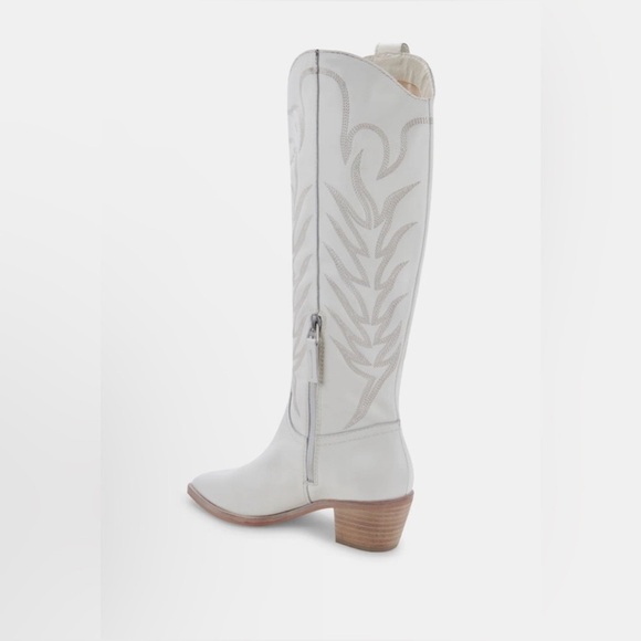 New Dolce Vita Western Solei Cowgirl White Leather Boots Size 7 Country Women - Picture 8 of 12